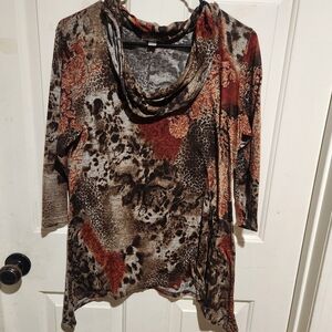 Vintage Y2K Dressbarn Animal Print Asymmetrical Tunic Top Large